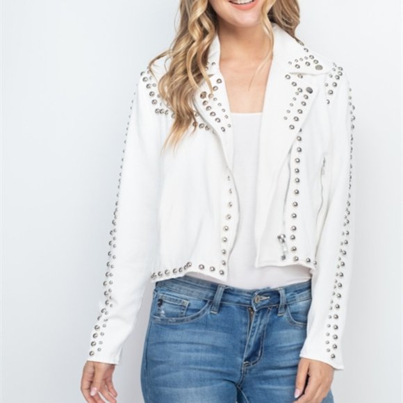 White Denim Studded jacket - Picture 7 of 15